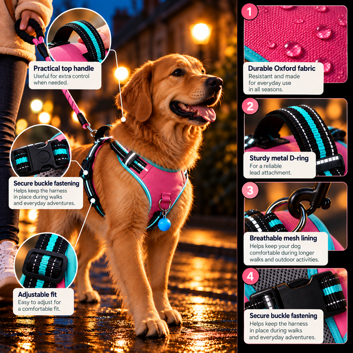 SafeStride – Escape-Resistant Reflective Dog Harness