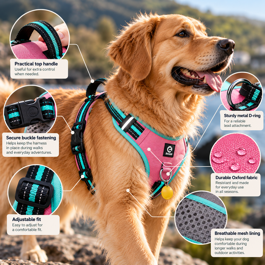 SafeStride – Escape-Resistant Reflective Dog Harness