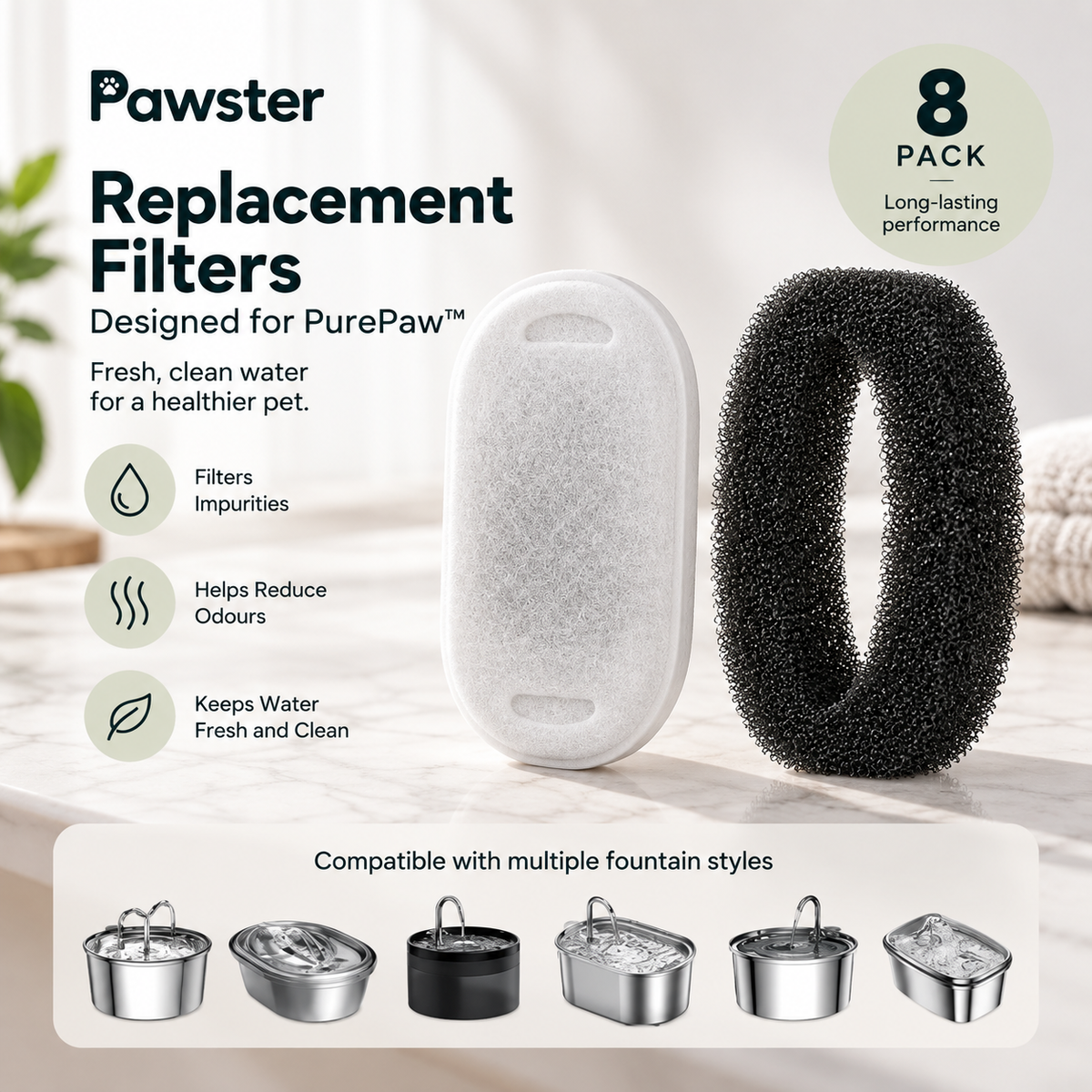 PurePaw™ Replacement Filters — 8 Pack