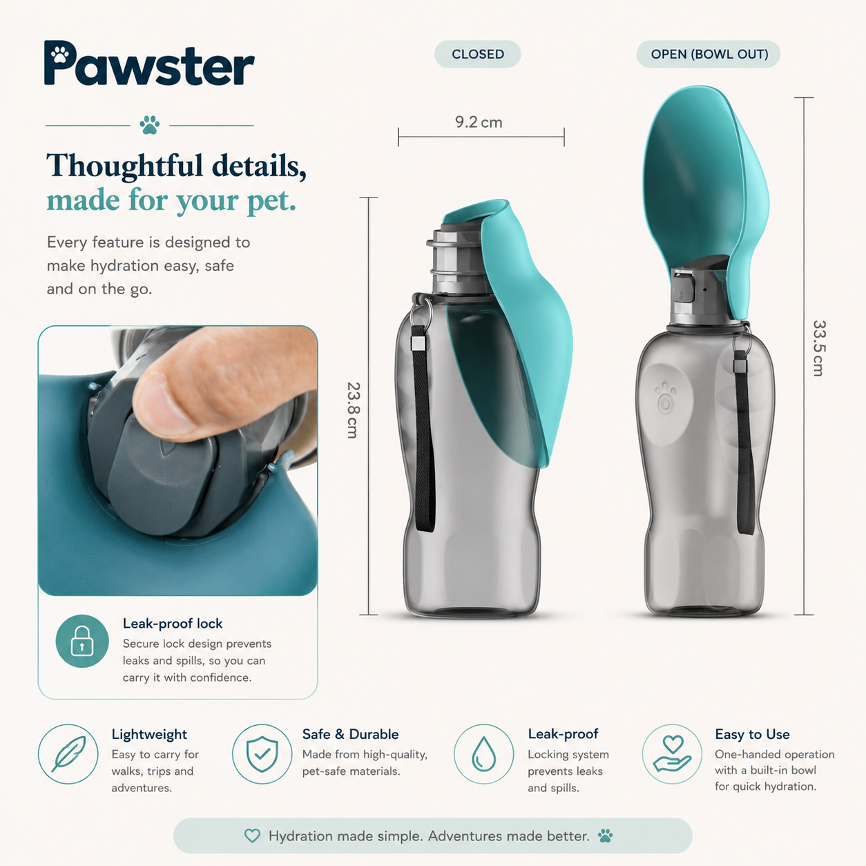 GoPaw™ — 2-in-1 Travel Bottle