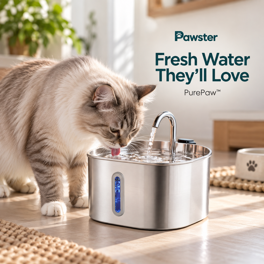 PurePaw™ — Stainless Steel Cat Water Fountain | 2.1L.**