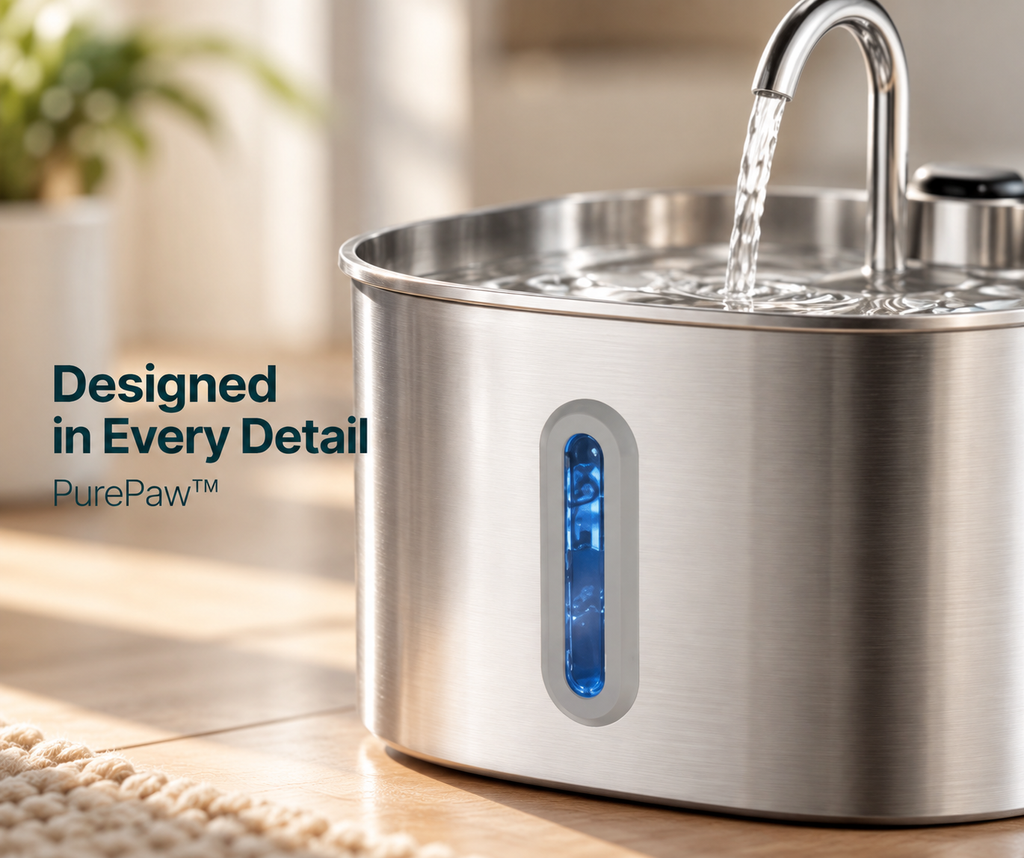 PurePaw™ — Stainless Steel Cat Water Fountain | 2.1L.**