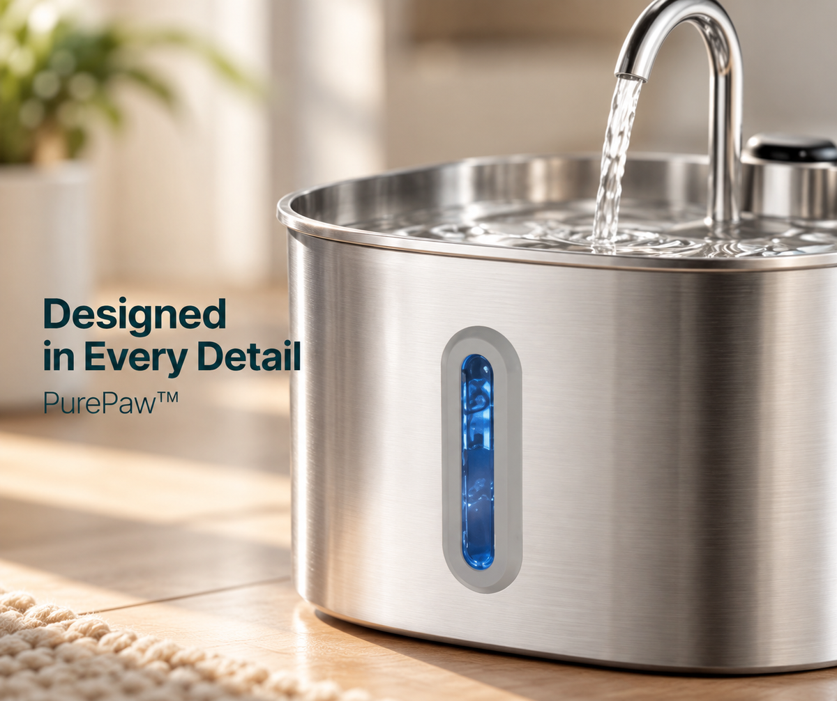 PurePaw™ — Stainless Steel Cat Water Fountain | 2.1L.**