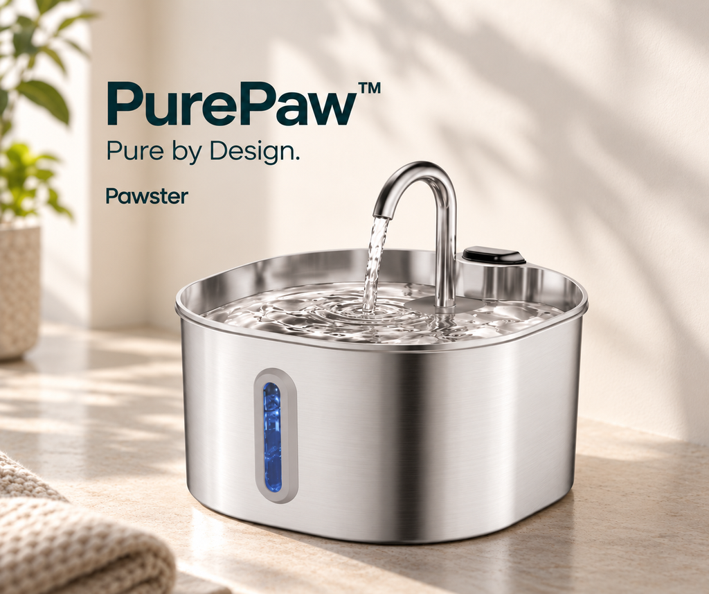 PurePaw™ — Stainless Steel Cat Water Fountain | 2.1L.**