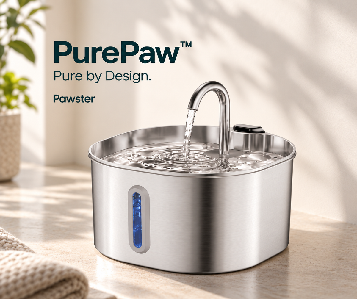 PurePaw™ — Stainless Steel Cat Water Fountain | 2.1L.**