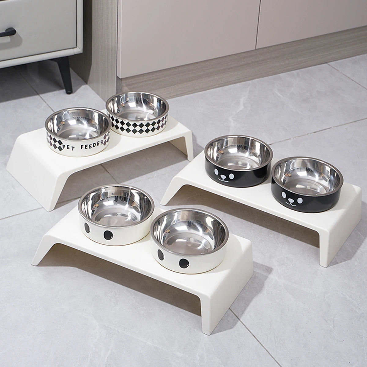 Raised Pet Food & Water Bowl Stand