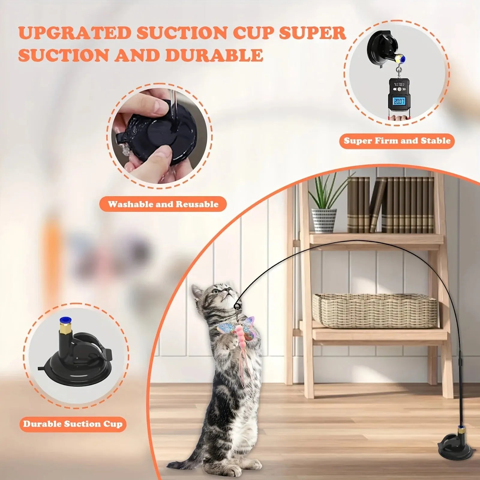 Interactive Cat Wand Toy with Bell & Feather