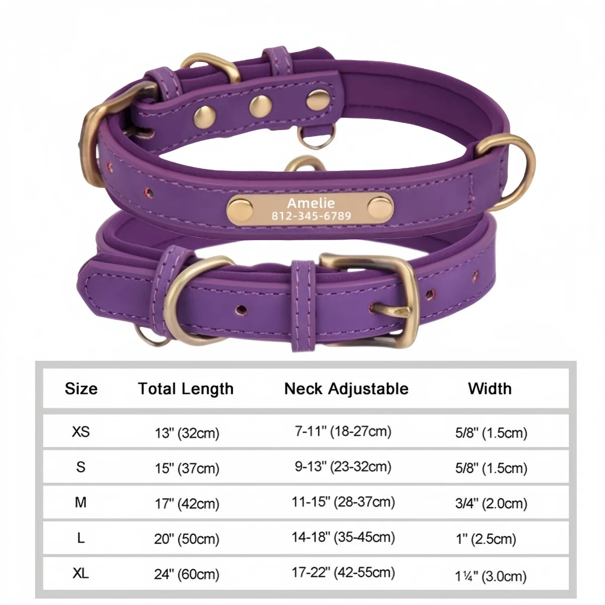 Personalised Leather Collar with ID Tag