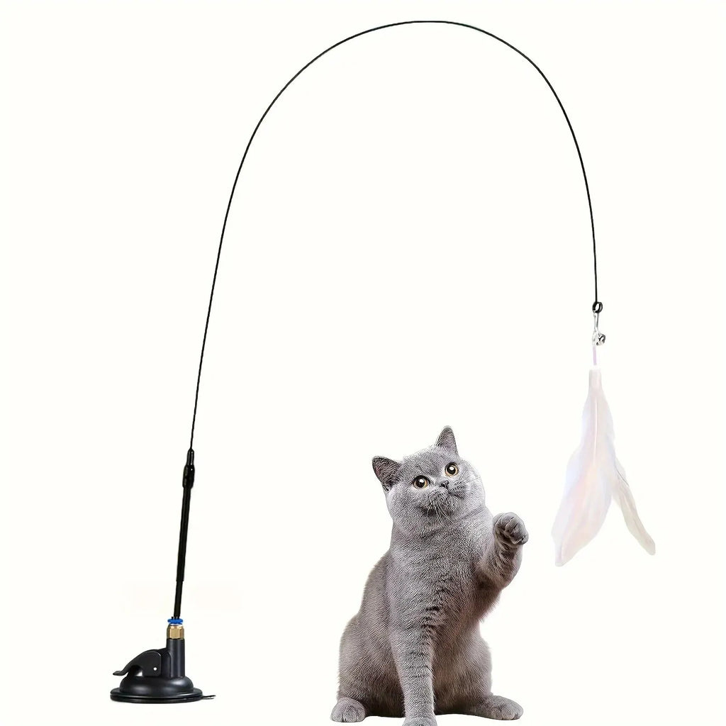 Interactive Cat Wand Toy with Bell & Feather