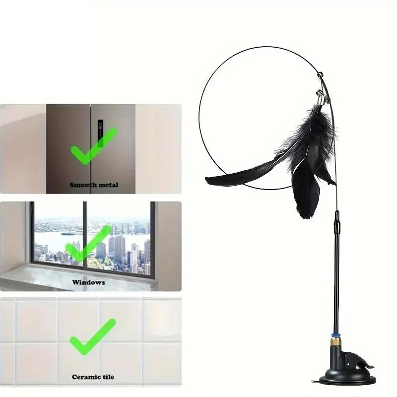 Interactive Cat Wand Toy with Bell & Feather