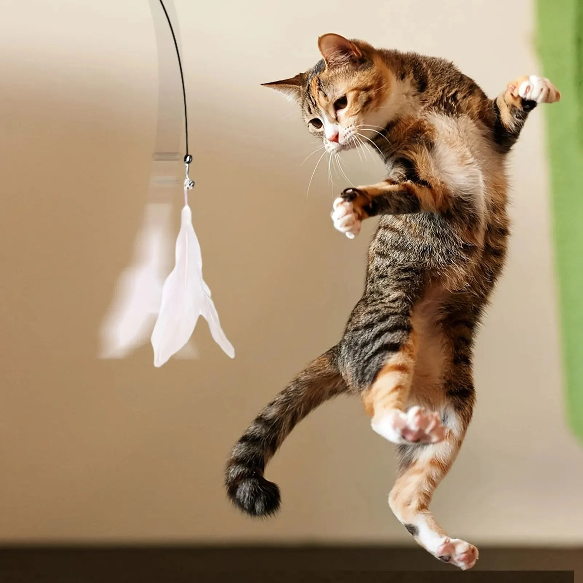 Interactive Cat Wand Toy with Bell & Feather