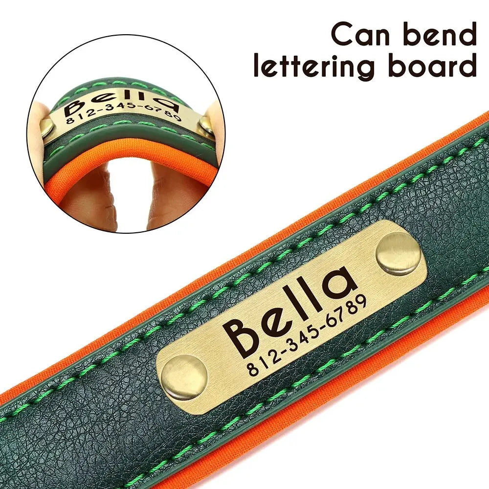 Personalised Leather Collar with ID Tag