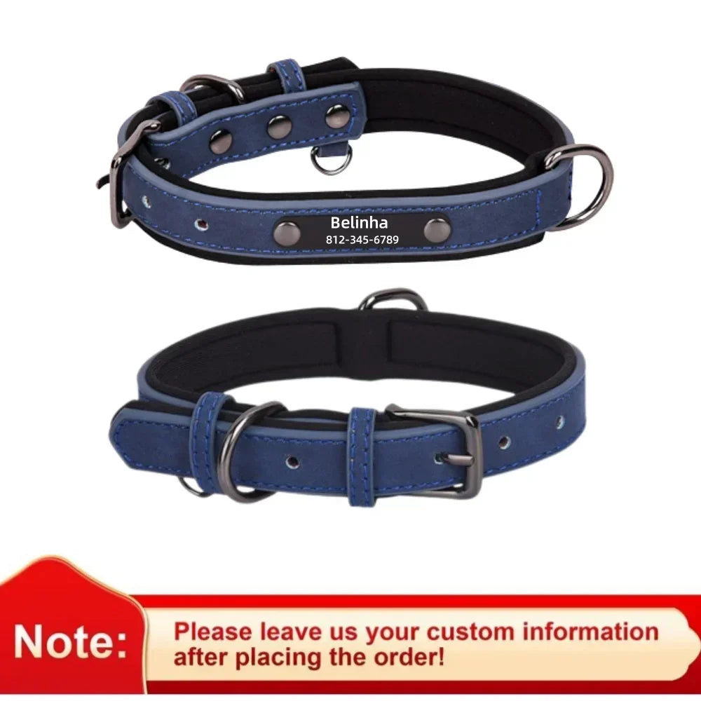 Personalised Leather Collar with ID Tag
