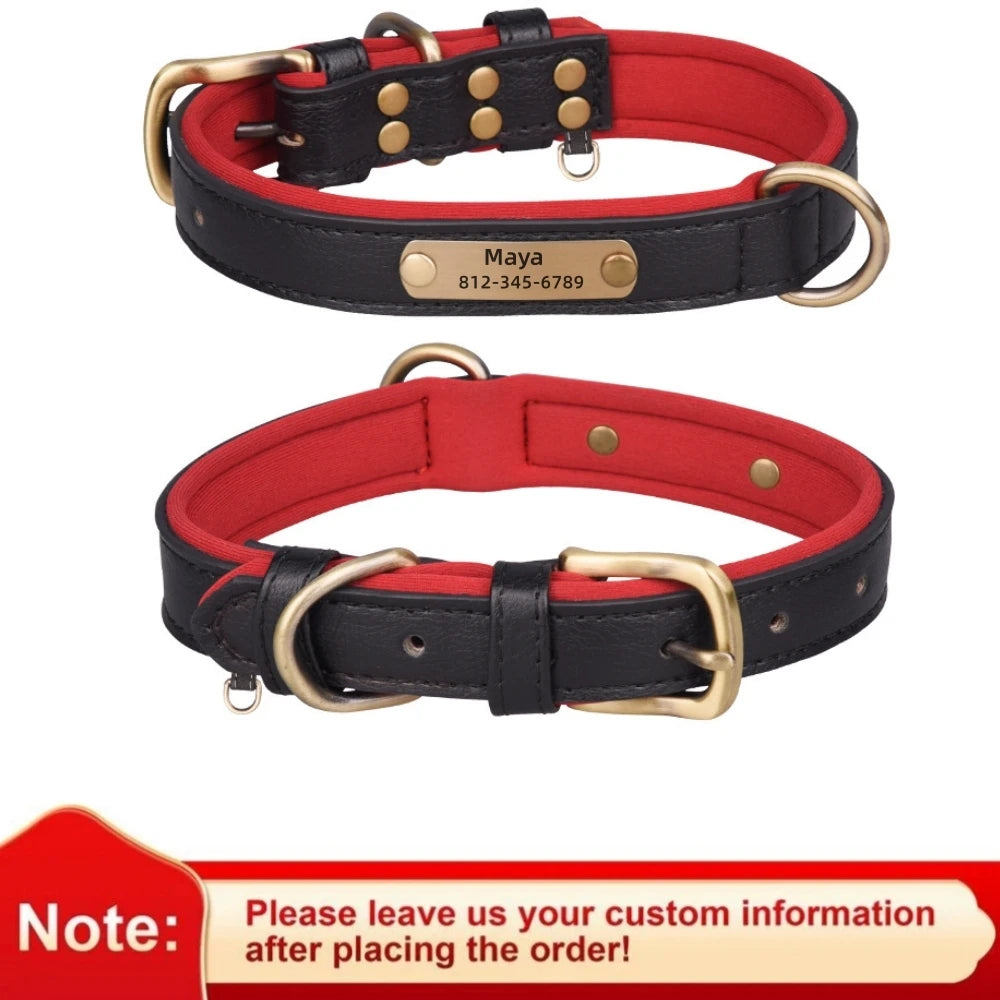 Personalised Leather Collar with ID Tag