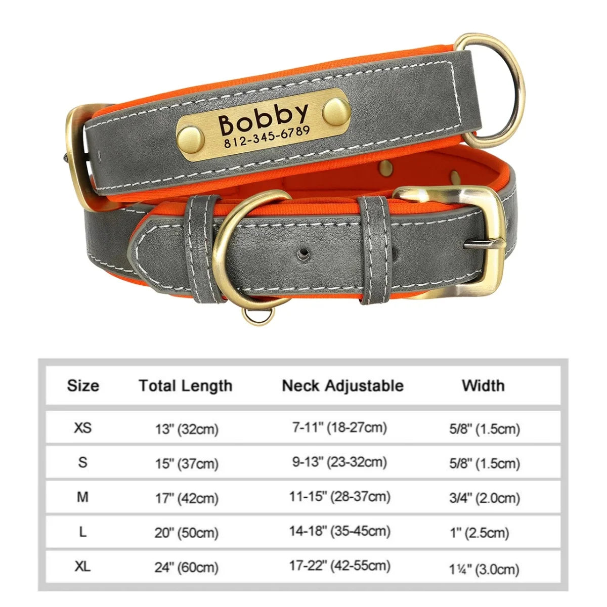 Personalised Leather Collar with ID Tag