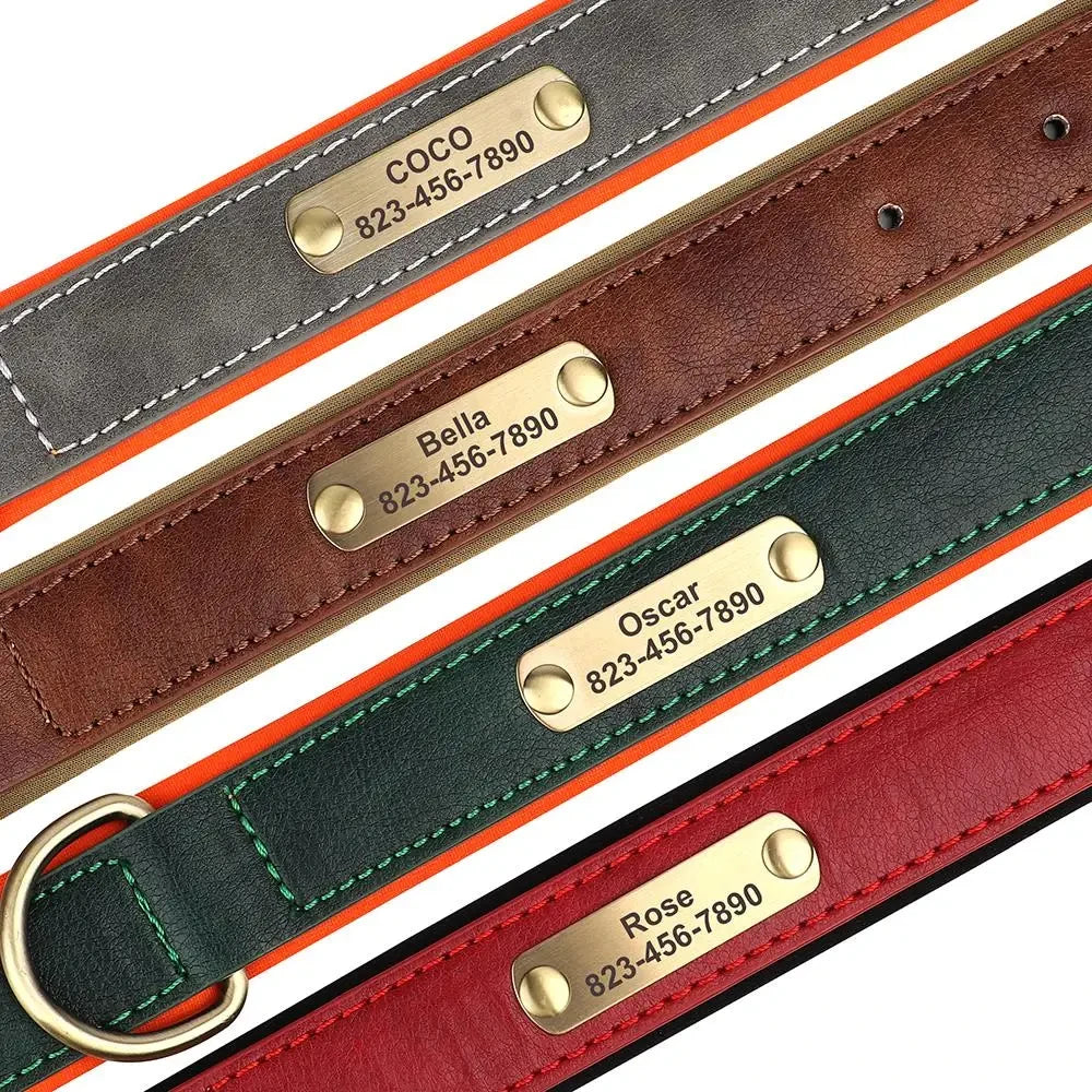 Personalised Leather Collar with ID Tag